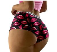 Panty Femme Femmes bout à bout Lingerie sans spectacle culotte lèvre amour coeur imprimé slips sous-vêtements Sexy coton Bikinis string sous-vêtements Culottes Pour Femme Pantalon Femme (Hot Pink, XL)