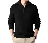 PANVER Chandail Homme Couleur Unie Pull Hommes Casual All-Match Mode Tricot Pull Hommes Slim Fit Doux Confortable Pull À Manches Longues Homme D-Black XXL