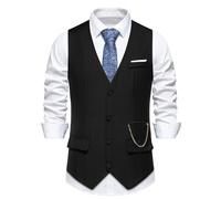 PANVER Gilet De Costume Homme Banquet Bal Parti Extérieurgilet Sans Manches Beau Gosse Mode Basiquegilet Slim Fit Affaires Casual Costumegilet E-Black M