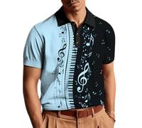 PANVER Manche Courte Homme 3D Impression Numérique Tendance Poloshirt Casual Confortable Respirable T-Shirt Mode Rétro Sportshirt Classique Golf Shirts AA-01 XXL