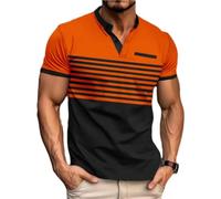 PANVER Manches Courtes Hommes Tops Hommes Mode All-Match T-Shirt Hommes Urbain Affaires Casual T-Shirt Hommes Couleur Unie T-Shirt Base Hommes T-Orange M