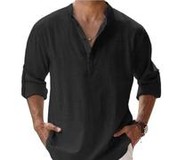 PANVER Manches Longues Tops Hommes Lumière Casual ModeShirt Urbain Classique All-Match ManchesLonguesShirt Täglicher Verschleiß Tendance ExtérieurShirt B-Black XL
