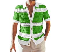 PANVER Tricots Hommes Classique Tendance Rétro Tops en Tricot Coupe Régulière Tempérament Mode Décontractée T-Shirt Respirable Doux Confortable Manche Courte F-Green XL