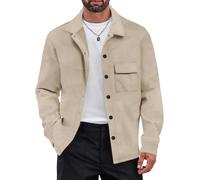 PANVER Veste À Manches Longues Homme Coupe Régulière Classique All-Match Transitionveste Décontractée Beau Gosse Mode Légèreveste Jeunesse Sportive Tendance Extérieurveste A-Khaki 3XL