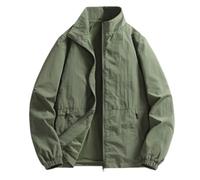 PANVER Veste Homme Casual Mode Rétro Veste D’Extérieur Homme Classique Tendance Beau Gosse Veste Transition Homme Slim Fit Lumière Confortable Veste À Manches Longues Homme C-Army Green 8XL