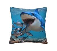 panverix Big Fish Eats Small Fish Taie d'oreiller décorative moderne 55,9 x 55,9 cm Impression double face douce et confortable Taie d'oreiller carrée pour décoration d'intérieur