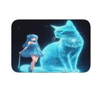 panverix Cartoon Lady Tapis de bain antidérapant pour sol Bleu clair 60 x 40 cm