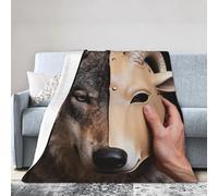 panverix Couverture polaire en flanelle avec masque de loup et de mouton pour toutes les saisons - 101,6 x 76,2 cm