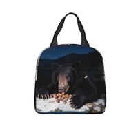 panverix Petit sac à déjeuner réutilisable motif ours et arbre pour le travail, le pique-nique, la plage