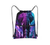 panverix Sac à dos à cordon résistant à l'eau Sac à dos de plage pour bagages, Éléphant jouant aux échec, One Size