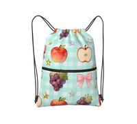 panverix Sac à dos imperméable avec cordon de serrage et poche avant zippée pour les vacances, Grille de fruits colorée, One Size