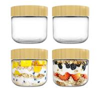 PanVibe Lot de 4 bocaux à confiture avec couvercle à visser - 300 ml - Bocaux à yaourt réutilisables avec couvercle à visser - Bocaux hermétiques