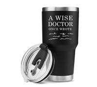 Panvola 'A Wise Doctor Once Wrote ' Gobelet médecin étudiant en médecine MD praticien DR tasse de voyage anniversaire Noël isolé sous vide en acier inoxydable avec couvercle amovible et paille (30 oz)