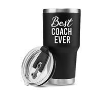 Panvola 'Best Coach Ever ' Sports Football Football Baseball Basketball Gym Trainor Trainer Mentor Appréciation Tasse de voyage en acier inoxydable isolée sous vide avec paille (30 oz)