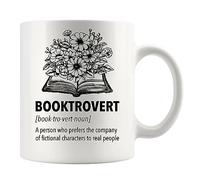 Panvola Booktrovert Tasse en céramique humoristique cadeau pour femme, homme, sœur, petite amie, épouse, de la part de mari, petit ami, papa, maman, 325 ml, blanc