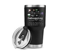 Panvola 'Debugging Definition ' Programmeur informatique Étudiant Enseignant Codeur Programmation Gobelet isolé sous vide Tasse de voyage en acier inoxydable avec couvercle amovible en paille (30 oz)