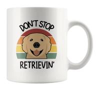 Panvola 'Don't Stop Retrievin ' Golden Retriever Dog Mom Dad Pet Lover Owner Retro Vintage Tasse à café en céramique 11oz Blanc