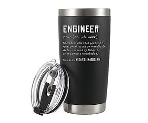 Panvola 'Engineer Definition ' Verres amusants pour étudiants en ingénierie et nouveaux passeurs sous licence Gobelet isolé sous vide en acier inoxydable avec paille et couvercle amovible (20 oz)