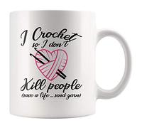 Panvola 'I Crochet So I Don't Kill People Save A Life Send Yarn ' Cadeaux drôles pour les cadeaux de crochet J'aime le cadeau de crochet Tasse à thé Tasse à café 11 oz