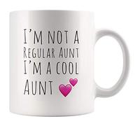 Panvola 'I'm Not A Regular Aunt I'm A Cool Aunt ' Cadeau drôle de tasse à café pour tante tante Kinswoman tasse en céramique de 11 onces blanc imprimé Double face