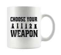 Panvola Mug en céramique avec inscription « Choose Your Weapon » pour les amateurs d'échecs, papa, frère, sœur, amis, mari, petit ami, petite amie, épouse, maman, entraîneur, jeux de société, 325 ml