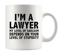 Panvola Mug en céramique avec inscription « I'm A Lawyer My Level Of Sarcasm Lawyer » - Cadeau de remise de diplôme amusant pour étudiant et professeur d'avocat - 325 ml - Blanc