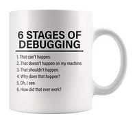 Panvola Stages Of Debugging Computer Programmer Gift Funny Programming Mug For Dad Husband Boyfriend Coworker From Wife Girlfriend Friends 11 oz White Coffee Cup