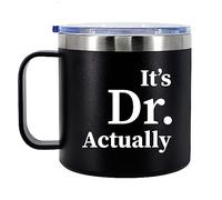 Panvola Tasse à café isotherme It's Dr Actually Doctor de 414 ml avec poignée et couvercle - En acier inoxydable 304 - Double paroi - Pour camping, voyage