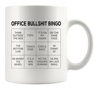 Panvola Tasse en céramique humoristique avec inscription « Bullshit Bingo » - Cadeau de bureau - 325 ml - Blanc