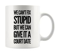Panvola 'We Can't Fix Stupid But We Can Give It A Court Date ' Avocat étudiant en droit enseignant avocat tasse à café en céramique 11 oz blanc nouveauté Drinkware