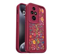 PanXCase Coque pour Honor 200 Pro - Étui Silicone Souple Fine Légère Elegant Désign, Protection Caméra Antichoc Anti-Rayures Mince Housse (Wine Red,Flowers)