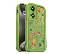 PanXCase Coque pour Honor 50 / Huawei Nova 9 - Étui Silicone Souple Fine Légère Elegant Désign, Protection Caméra Antichoc Anti-Rayures Mince Housse (Green,Flowers)
