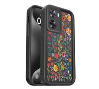 PanXCase Coque pour Oppo A57 4G / Oppo A57s 4G / Oppo A77 4G - Étui Silicone Souple Fine Légère Elegant Désign, Protection Caméra Antichoc Anti-Rayures Mince Housse (Black,Flowers)