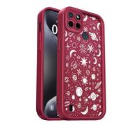 PanXCase Coque pour Realme C21Y / Realme C25Y - Étui Silicone Souple Fine Légère Elegant Désign, Protection Caméra Antichoc Anti-Rayures Mince Housse (Wine Red,Planets)