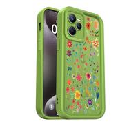 PanXCase Coque pour Realme C35 - Étui Silicone Souple Fine Légère Elegant Désign, Protection Caméra Antichoc Anti-Rayures Mince Housse (Green,Flowers)