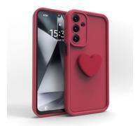 PanXCase Coque pour Samsung Galaxy A04s / A13 5G - Étui 3D Heart Désign Cute Silicone, Protection Caméra Filles Femmes Antichoc Anti-Rayures Housse (Wine Red)