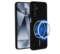 PanXCase Coque pour Samsung Galaxy A17 5G/4G - Étui Magnétique en Silicone, Souple Fine Antichoc Housse avec Doublure en Microfibre (Noir)