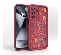PanXCase Coque pour Samsung Galaxy A17 5G/4G - Étui Silicone Souple Fine Légère Elegant Désign, Protection Caméra Antichoc Anti-Rayures Mince Housse (Wine Red,Flowers)