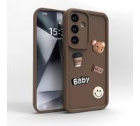 PanXCase Coque pour Samsung Galaxy A34 - Étui 3D Ourson Sourire Motif Désign Cute Silicone, Protection Caméra Filles Femmes Antichoc Housse (Brown)