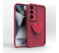 PanXCase Coque pour Samsung Galaxy A57 5G - Étui 3D Heart Désign Cute Silicone, Protection Caméra Filles Femmes Antichoc Anti-Rayures Housse (Wine Red)