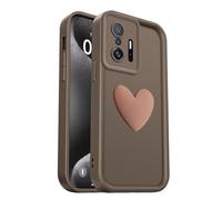 PanXCase Coque pour Xiaomi 11T - Étui 3D Heart Désign Cute Silicone, Protection Caméra Filles Femmes Antichoc Anti-Rayures Housse (Brown)
