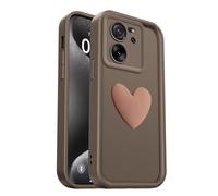 PanXCase Coque pour Xiaomi 13T / Xiaomi 13T Pro - Étui 3D Heart Désign Cute Silicone, Protection Caméra Filles Femmes Antichoc Anti-Rayures Housse (Brown)