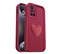 PanXCase Coque pour Xiaomi Redmi 10 2022 / Redmi 10 4G - Étui 3D Heart Désign Cute Silicone, Protection Caméra Filles Femmes Antichoc Anti-Rayures Housse (Wine Red)