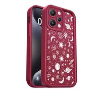 PanXCase Coque pour Xiaomi Redmi 12 4G - Étui Silicone Souple Fine Légère Elegant Désign, Protection Caméra Antichoc Anti-Rayures Mince Housse (Wine Red,Planets)