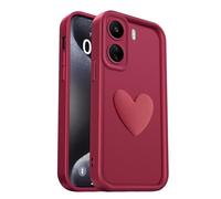 PanXCase Coque pour Xiaomi Redmi 13C 4G / Poco C65 - Étui 3D Heart Désign Cute Silicone, Protection Caméra Filles Femmes Antichoc Anti-Rayures Housse (Wine Red)