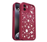 PanXCase Coque pour Xiaomi Redmi A1 4G / Redmi A2 4G - Étui Silicone Souple Fine Légère Elegant Désign, Protection Caméra Antichoc Anti-Rayures Mince Housse (Wine Red,Planets)