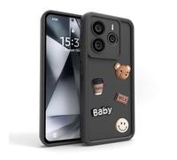 PanXCase Coque pour Xiaomi Redmi Note 14 4G - Étui 3D Ourson Sourire Motif Désign Cute Silicone, Protection Caméra Filles Femmes Antichoc Housse (Black)