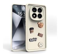 PanXCase Coque pour Xiaomi Redmi Note 14 Pro 4G - Étui 3D Ourson Sourire Motif Désign Cute Silicone, Protection Caméra Filles Femmes Antichoc Housse (White)