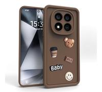 PanXCase Coque pour Xiaomi Redmi Note 14 Pro Plus 5G - Étui 3D Ourson Sourire Motif Désign Cute Silicone, Protection Caméra Filles Femmes Antichoc Housse (Brown)