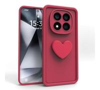 PanXCase Coque pour Xiaomi Redmi Note 15 Pro 5G - Étui 3D Heart Désign Cute Silicone, Protection Caméra Filles Femmes Antichoc Anti-Rayures Housse (Wine Red)